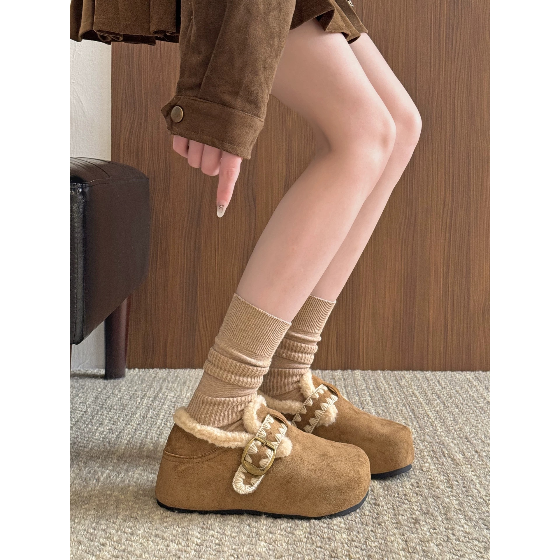 加绒勃肯鞋女2025新款冬季