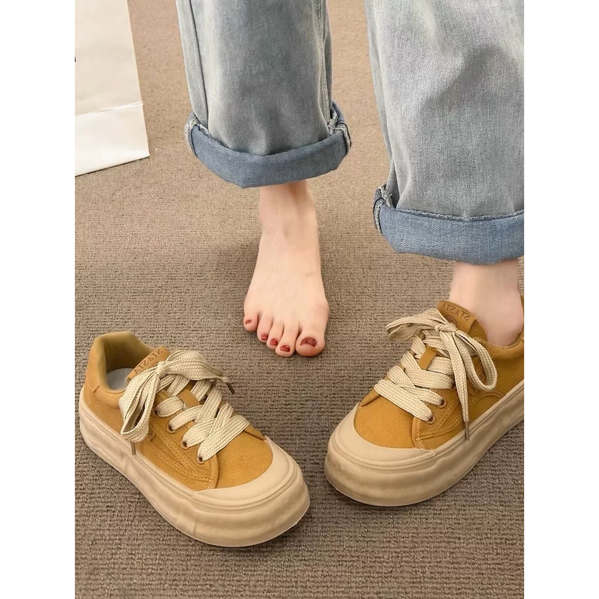 厚底德训鞋女2026新款秋季百搭韩版松糕底圆头小白鞋时尚休闲板鞋,女鞋,休闲板鞋,淘宝优惠券,粉丝福利购,淘宝优惠卷