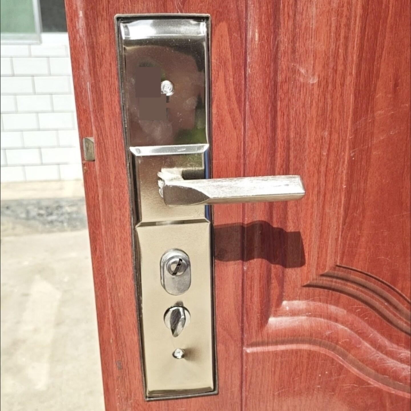 家用大门锁通用型双活外壳加厚室外工程门拉手面板防盗门把手图片