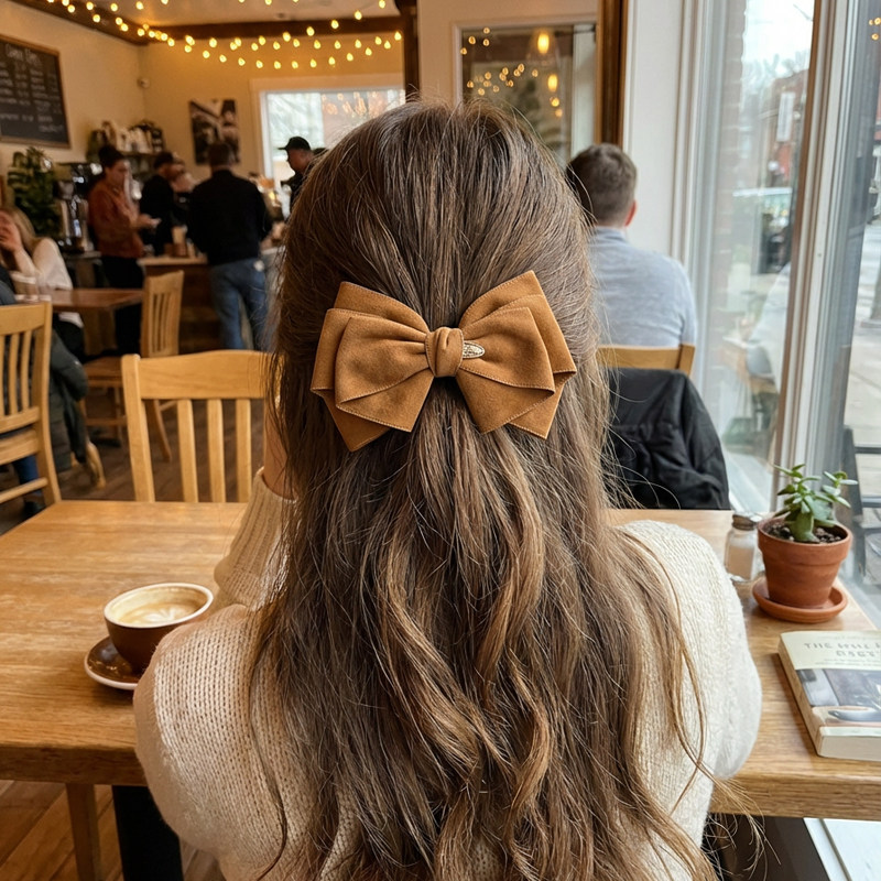 高级感秋冬鹿皮绒蝴蝶结发夹头饰弹簧夹美拉德发饰后脑勺顶夹简约,饰品/流行首饰/时尚饰品新,发饰,淘宝优惠券,粉丝福利购,淘宝优惠卷