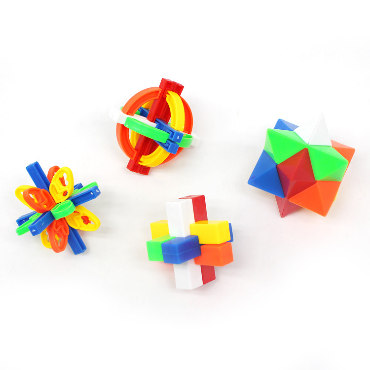 孔明锁鲁班锁套装儿童智力解锁益智拼插玩具学校边小学生吊板玩具