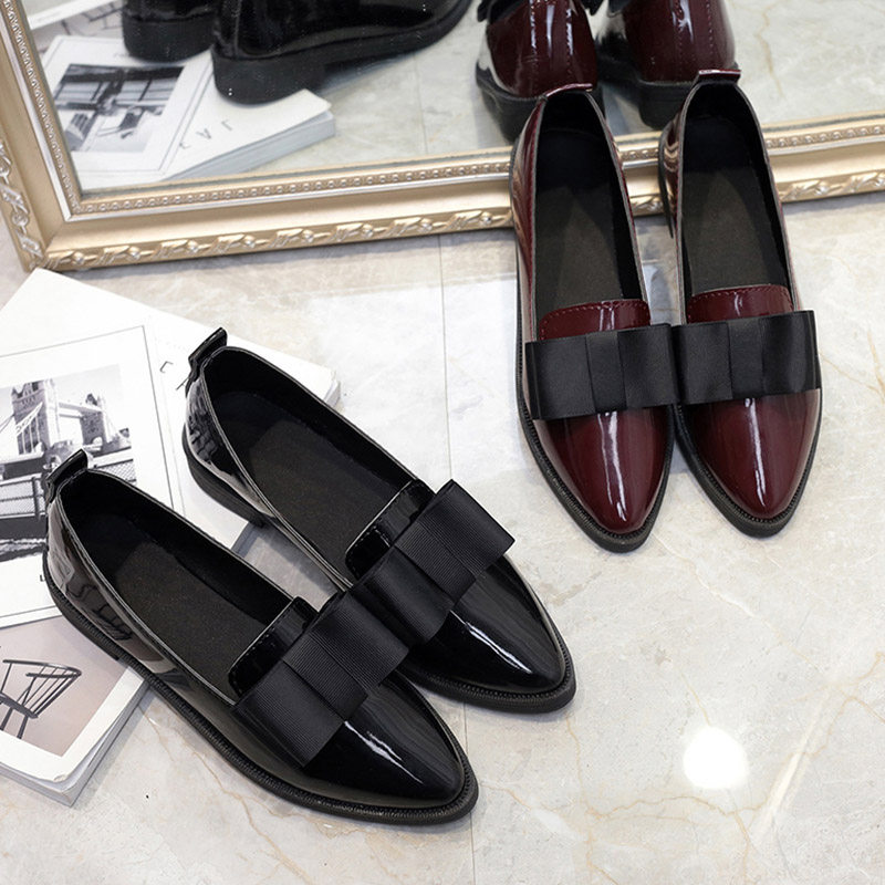 英倫風小皮鞋子女2020潮鞋新淑女淺口蝴蝶結平底豆豆百搭黑色秋鞋在類目 女鞋, 低幫鞋中 - 來自Buy2taobao.com提供專業的淘寶代購服務