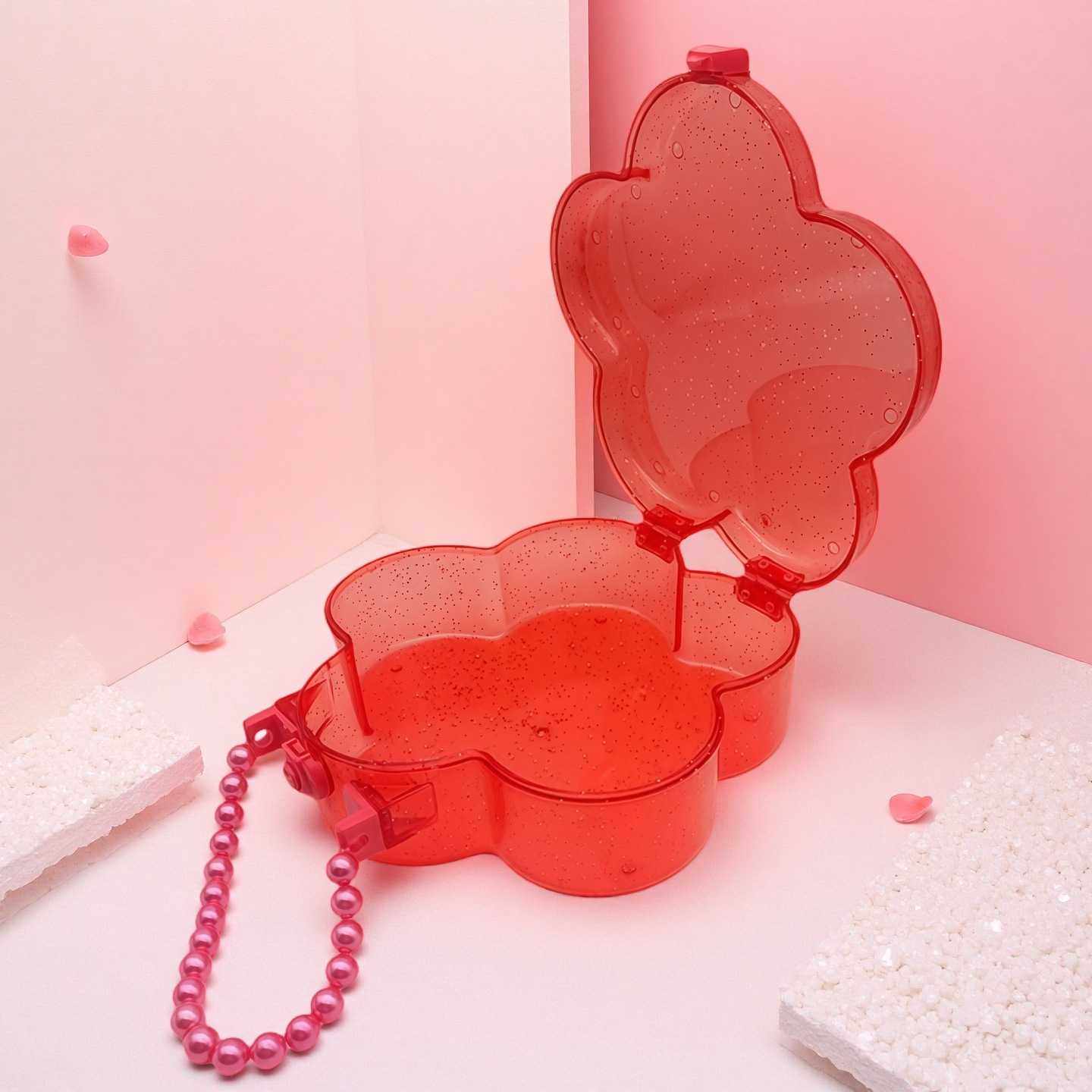 PS塑胶盒异形花朵礼品盒子小物件盒子手工DIY串珠手提塑料收纳盒