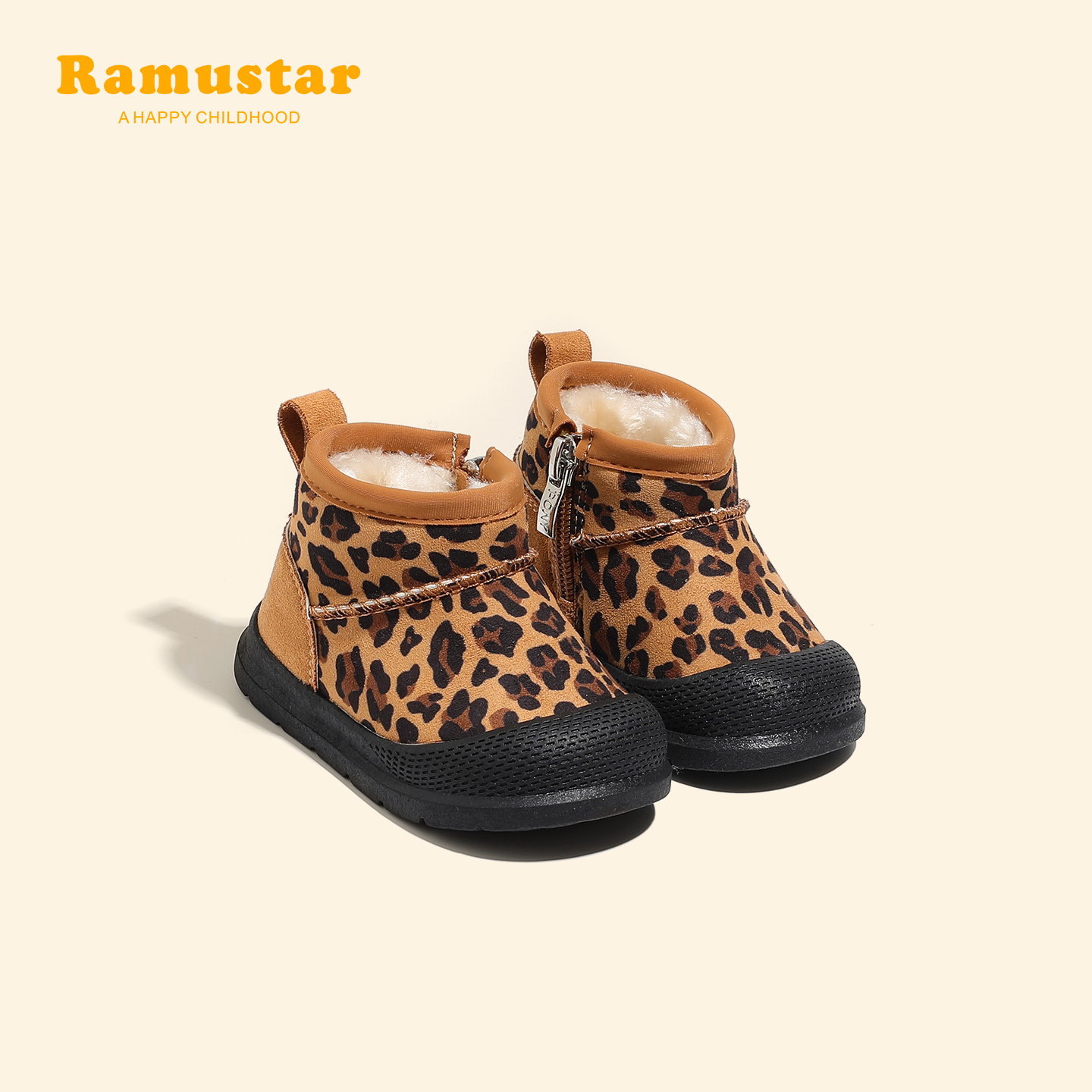 宝宝雪地靴豹纹冬季保暖棉鞋