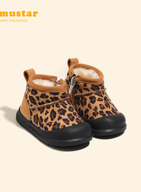 宝宝雪地靴豹纹冬季男女新款婴儿冬鞋加绒加厚棉靴子保暖女宝棉鞋