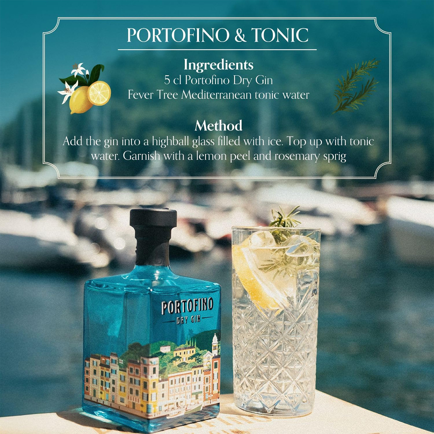 海边花园 高端意大利PORTOFINO DRY GIN波托菲诺干金酒自然柑橘风