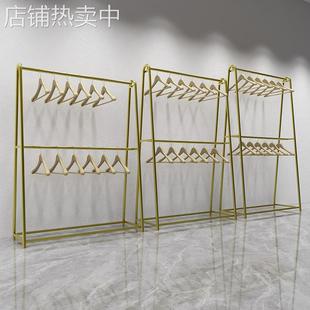 金属铁艺陈列架带轮可移动双杆衣架双层落地式 挂衣架收纳加粗款