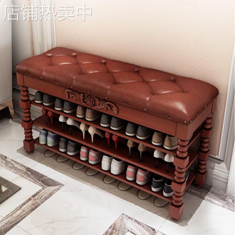 欧式鞋柜新款换鞋凳门口可坐奶油风入户门美式实木轻奢实用