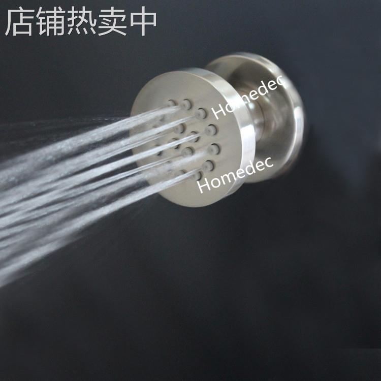 铜拉丝淋浴暗装可旋转腰喷圆形硅胶出水嘴花洒侧喷