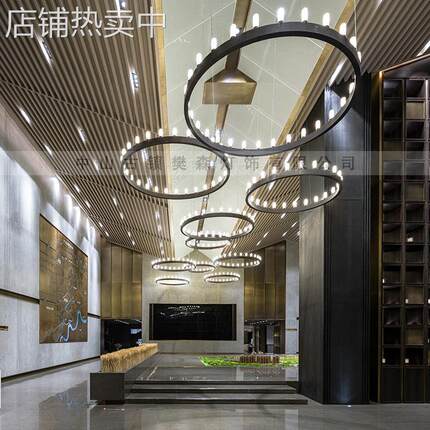 圆形大型酒店大堂异形灯宾馆大厅过道水晶灯会所售楼部沙盘工程灯