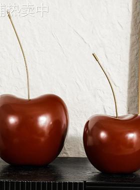 跨境家居用品红色樱桃装饰柜酒柜摆件创意家居办公室桌面客厅摆件