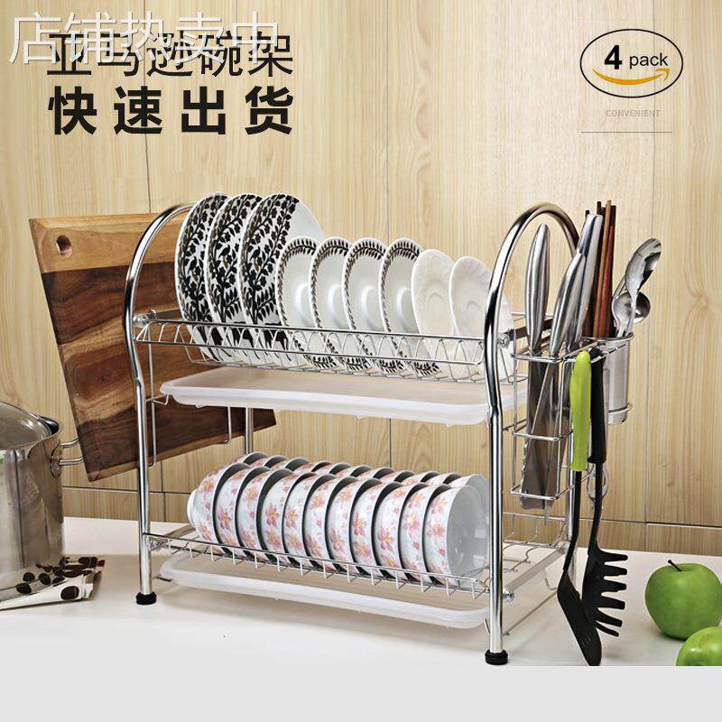 304不锈钢双层碗碟置物架家用厨房水槽沥水碗架大号碗碟盘子架