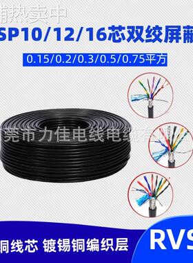 纯铜RVSP12芯0.2/0.3/0.5平方双绞屏蔽线十二芯485通讯信号线
