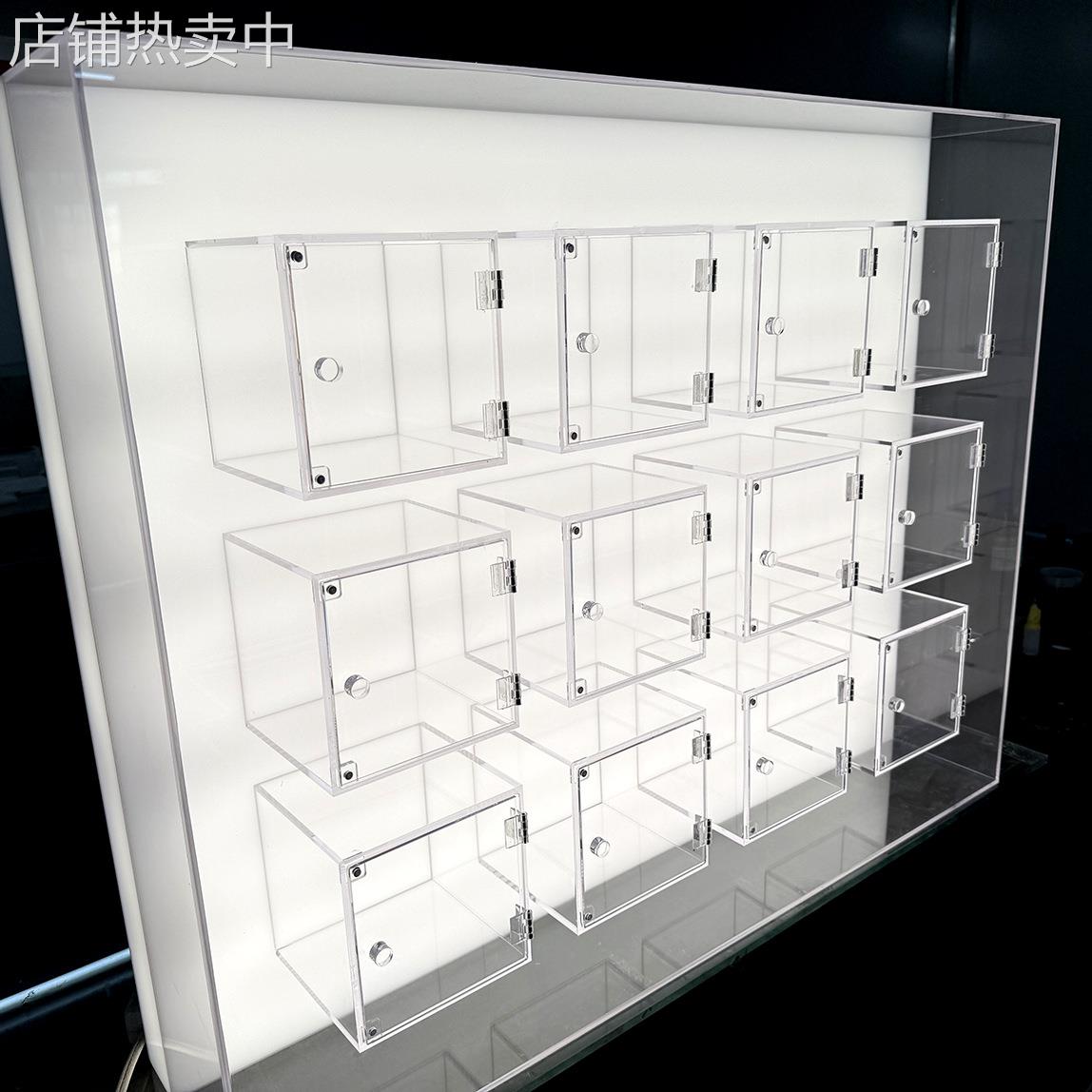 定制亚克力发光展柜 透明多宝阁磁吸柜门 有机玻璃手办收纳柜厂家