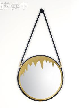 轻奢简约圆形绳子壁挂镜子梳妆台装饰镜卫生间浴室镜子酒店专用镜