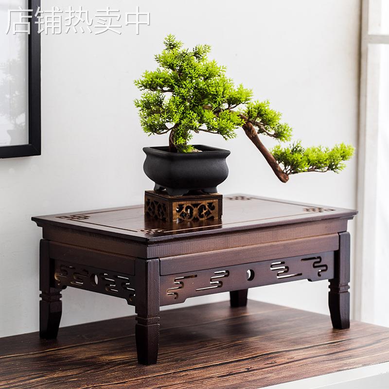 中式复古花架客厅落地式置物架非实木摆件展示架阳台简易花盆托架