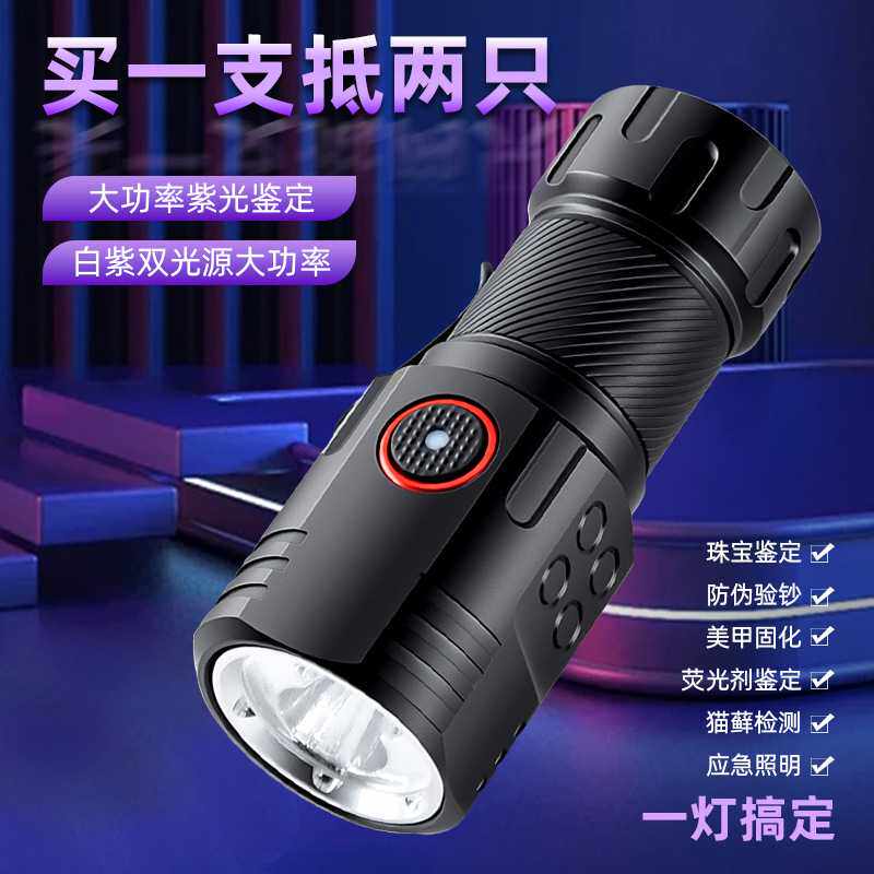 UV365紫光灯验钞鉴定固化宠物检测紫外线手电筒大功率可充电