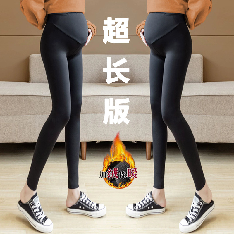 孕妇打底裤高个子加长版鲨鱼裤春款外穿加绒托腹裤子大码芭比裤女