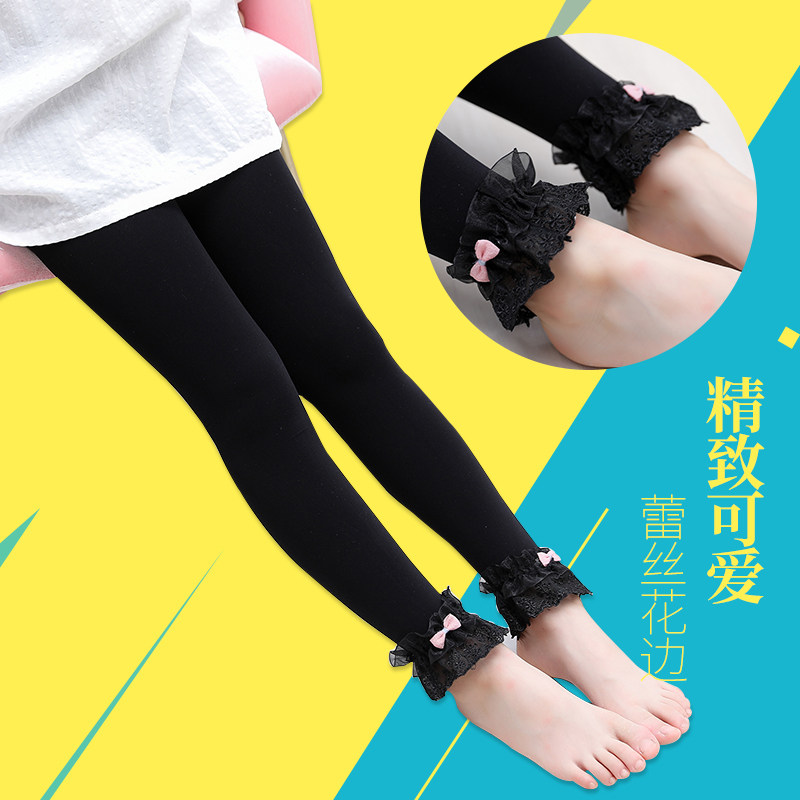 蕾丝女童打底裤薄款春夏季洋气学生九分裤儿童装大童女宝宝长裤子