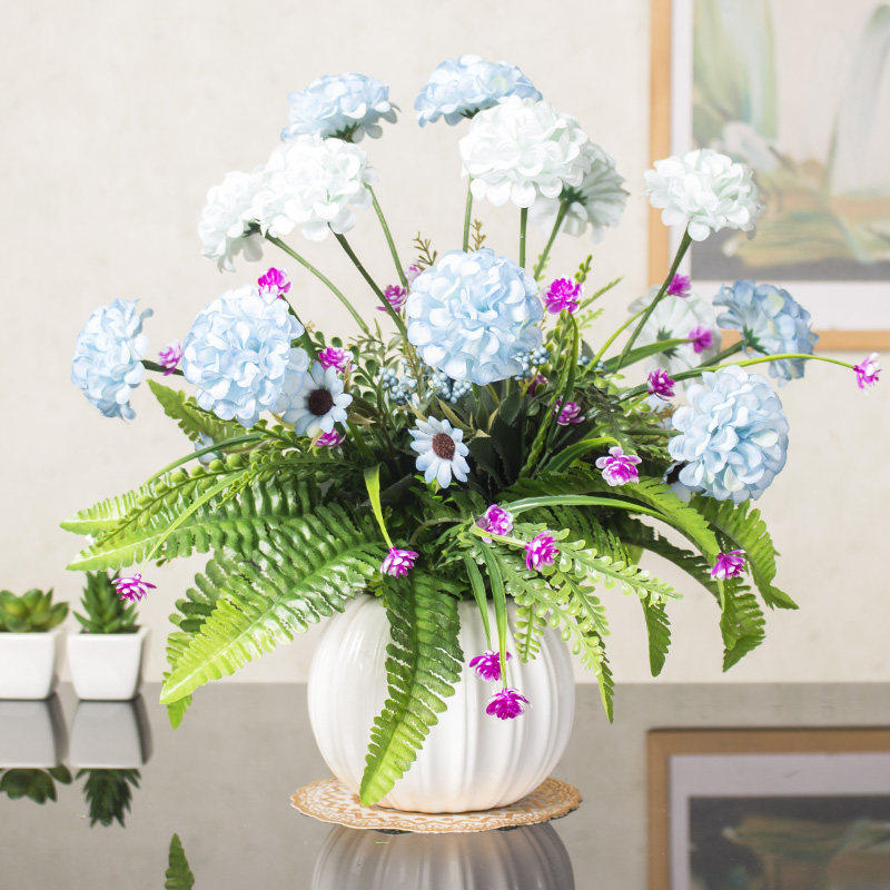 花盆假花摆件小型创意绢花绣球桌面电视柜桌花布置新中式餐桌房客