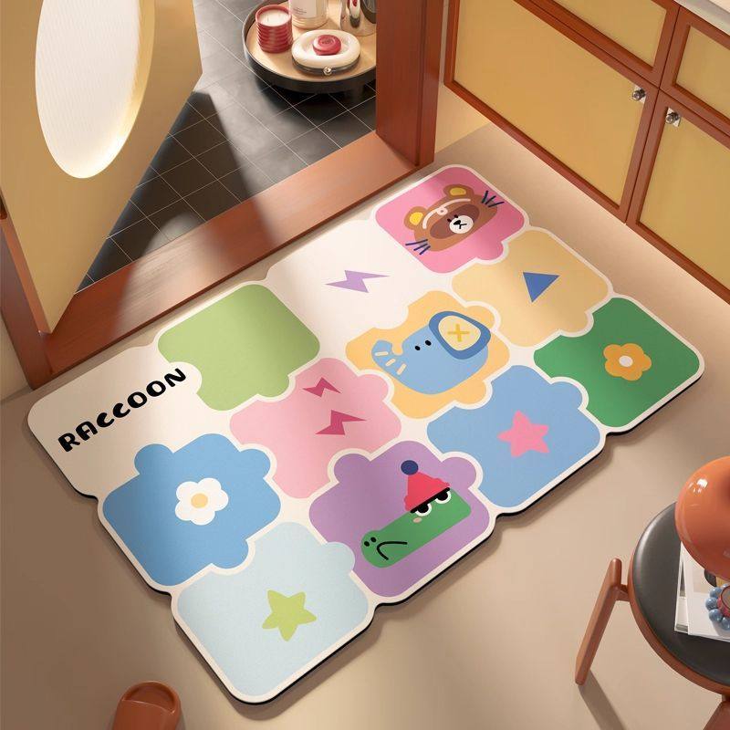 浴室洗手间硅藻泥地垫厕所吸水地垫防滑地垫简约彩色拼图脚垫,居家布艺,家用脚垫,淘宝优惠券,粉丝福利购,淘宝优惠卷