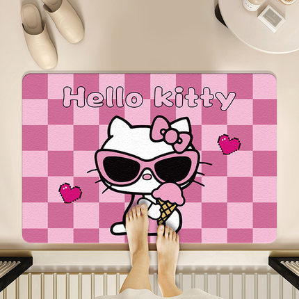 hellokitty卡通浴室地垫硅藻泥防滑家用卫生间门口吸水地毯脚垫子