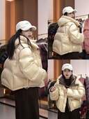 撞色高货大口袋小短款 定制面料高克重90白鹅绒羽绒服外套