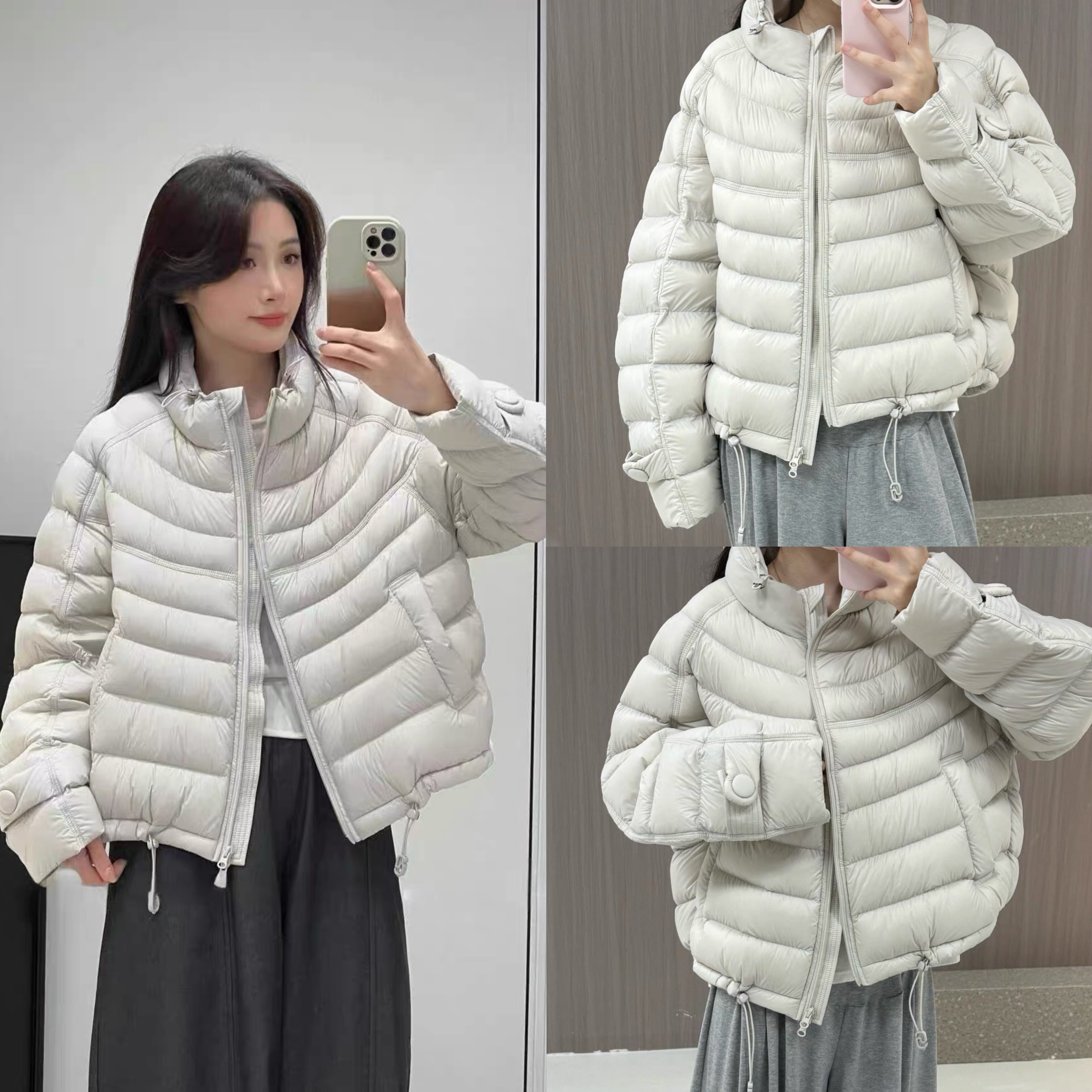 立领排骨羽绒服女短款2025年新款泡芙90白鸭绒韩版宽松小个子保暖