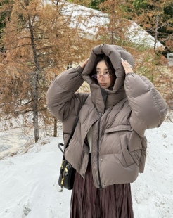 加厚羽绒服 外贸订单撞色拼接95白鸭绒短款