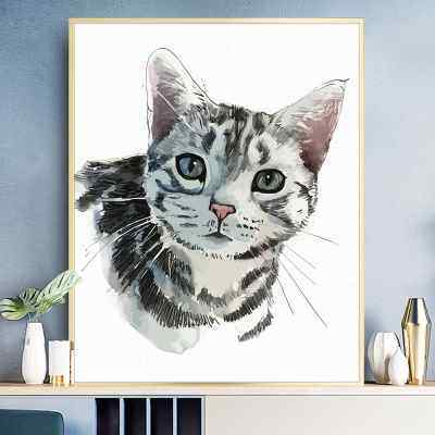 缘色数字油画diy手工填色减压现代简约客厅装饰油彩画手绘猫动物