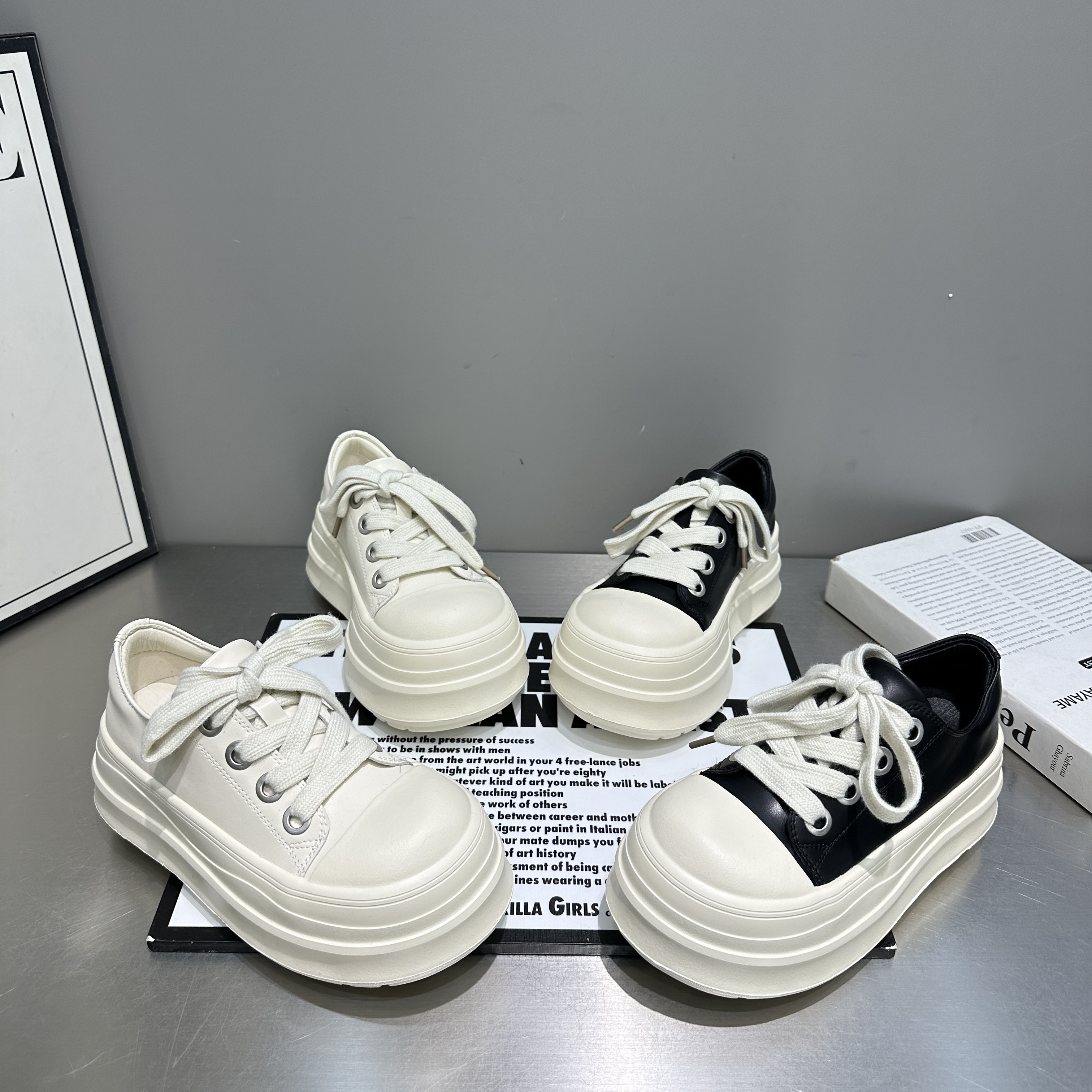 2026早春新款真皮系带厚底增高小白鞋舒适洋气百搭休闲运动松糕鞋