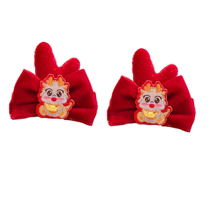 2026马年宝宝新年发夹女童春节过年拜年发饰儿童龙角对夹发卡头饰