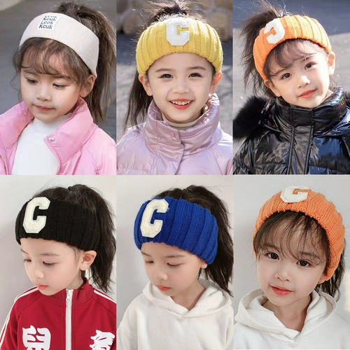 Детская удерживающая тепло трикотажная повязка на голову, ободок с буквами, аксессуар для волос, Южная Корея, коллекция 2022