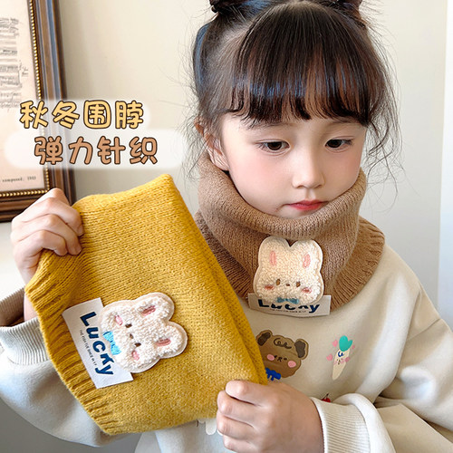 宝宝加厚围巾秋冬季男女童针织脖套儿童冬天可爱小兔防风保暖围脖