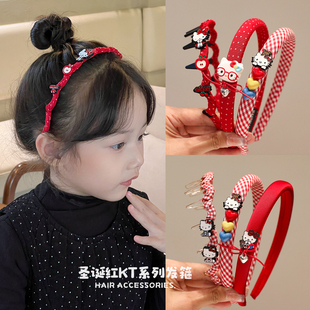 新年红色轻奢波浪女童发箍复古百搭外出带齿儿童头箍高级感高品质