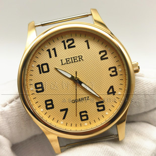 雷尔LEIER全钢表头老年人大数字男女手表原装2035机芯防水金色