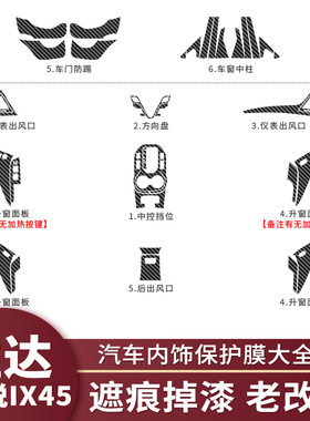 13-18款现代胜达改装内饰贴纸格锐ix45碳纤维中控贴膜全车配件