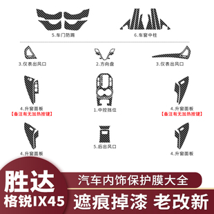 13-18款现代胜达改装内饰贴纸格锐ix45碳纤维中控贴膜全车配件
