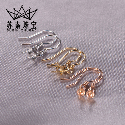 耳勾纯18K金珍珠耳环配件