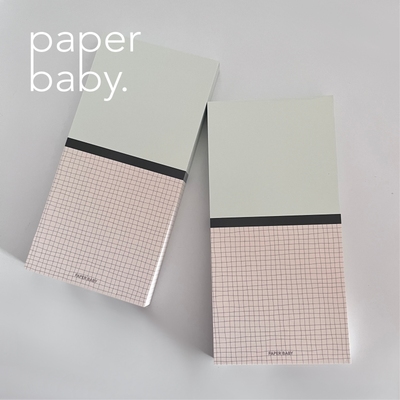 paperbaby 原创薄荷绿与手绘小方格复古便签本文具本子手帐素材