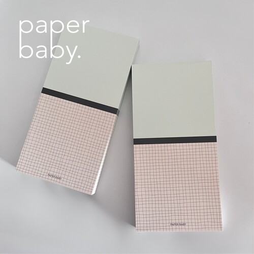 paperbaby 原创薄荷绿与手绘小方格复古便签本文具本子手帐素材