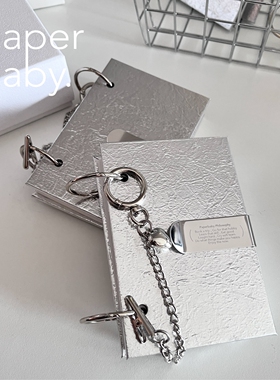paperbaby银色硬壳两孔A7 空白纸 活页手帐本