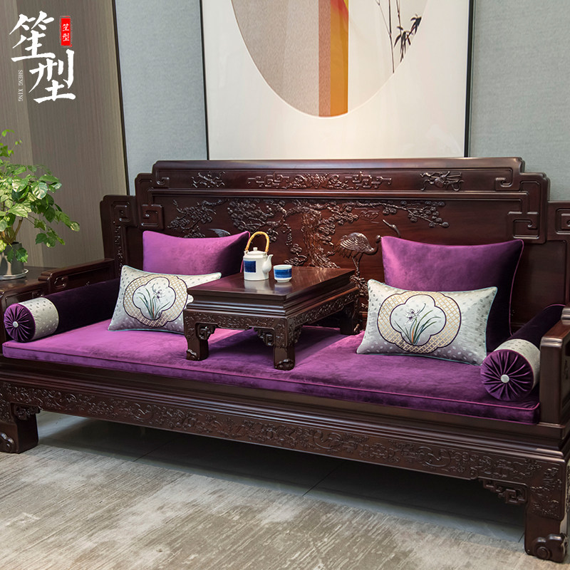 中式红木沙发绒布坐垫古典刺绣罗汉床座垫扶手靠垫乳胶棕垫可定制,居家布艺,沙发垫,淘宝优惠券,粉丝福利购,淘宝优惠卷