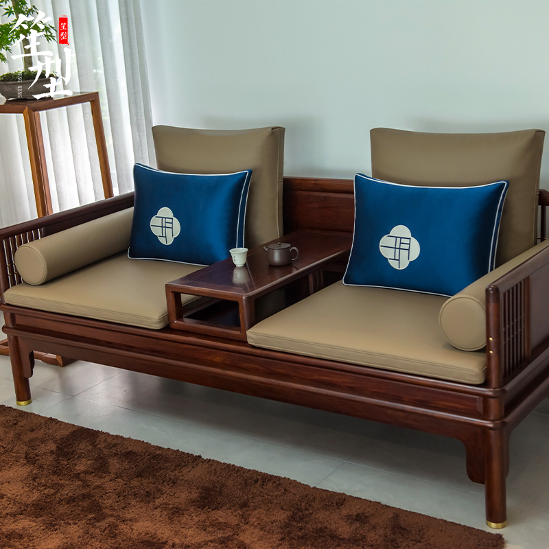 新中式仿皮红木沙发坐垫带软体靠背罗汉床垫子加厚海绵靠垫定制