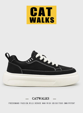 【青春活力】休闲板鞋男2026春季新款黑色厚底时尚潮鞋轻便运动鞋