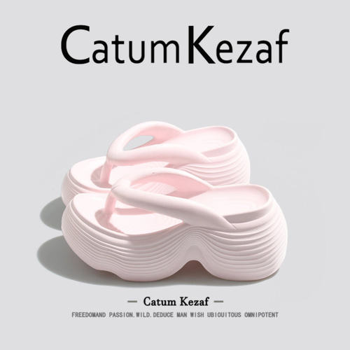 [蜜桃奶油]美国CatumKezaf厚底人字拖女夏季外穿凉鞋增高沙滩拖鞋