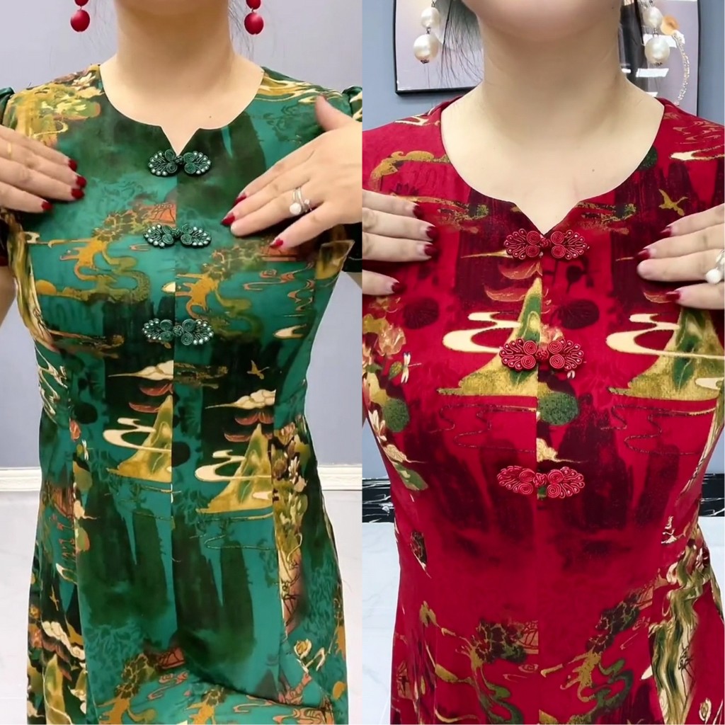 夏季妈妈改良旗袍连衣裙子中长款