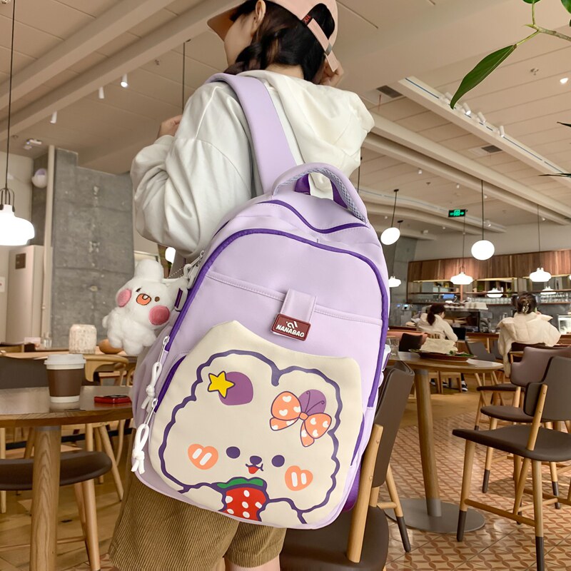新款书包女小清新卡通大容量初高中生大学生轻便背包韩系女双肩包