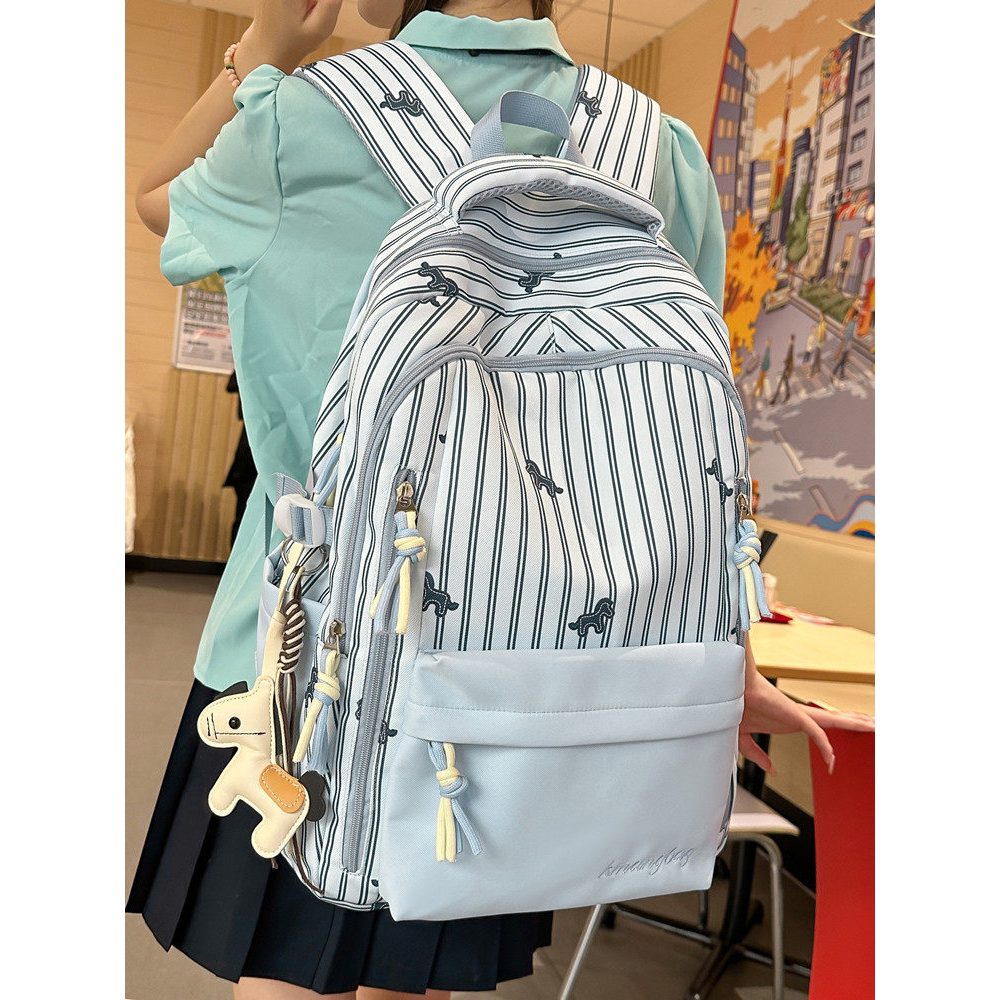 书包女小学生可爱条纹印花