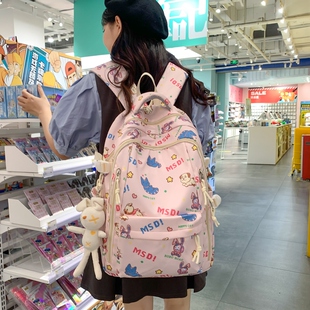 日系ins书包女初中生大容量高中学生实用多隔层旅行背包男双肩包